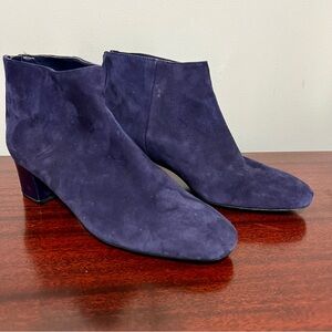Nine West‎ Navy Suede Boots - Size 8.5M Style-Nwanna Back Zipper Mid Heel Suede